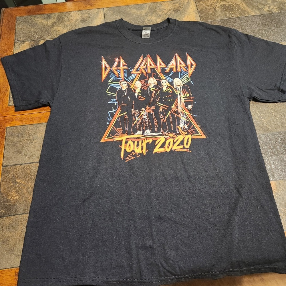 Def Leppard Concert Tour 2020 T-Shirt Mens XL Black Cotton Graphic Print